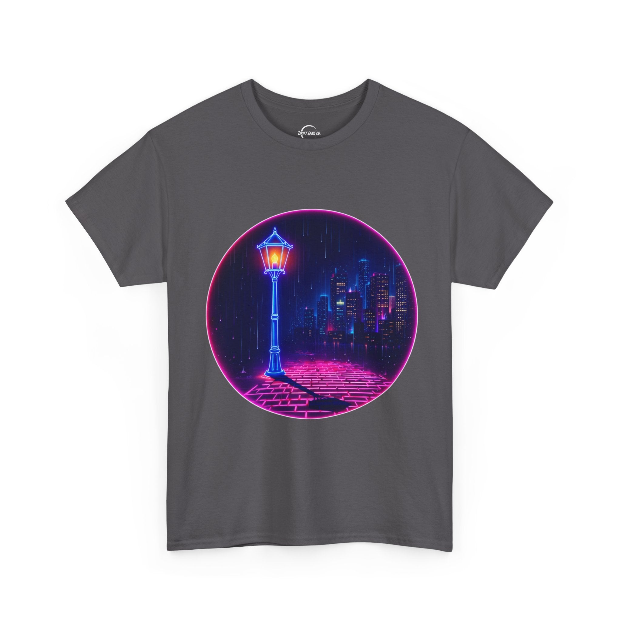 Neon City Night T-Shirt — Retro Vaporwave Streetlamp Design