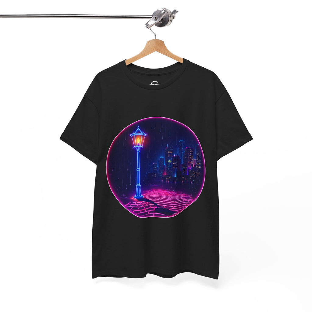 Neon City Night T-Shirt — Retro Vaporwave Streetlamp Design