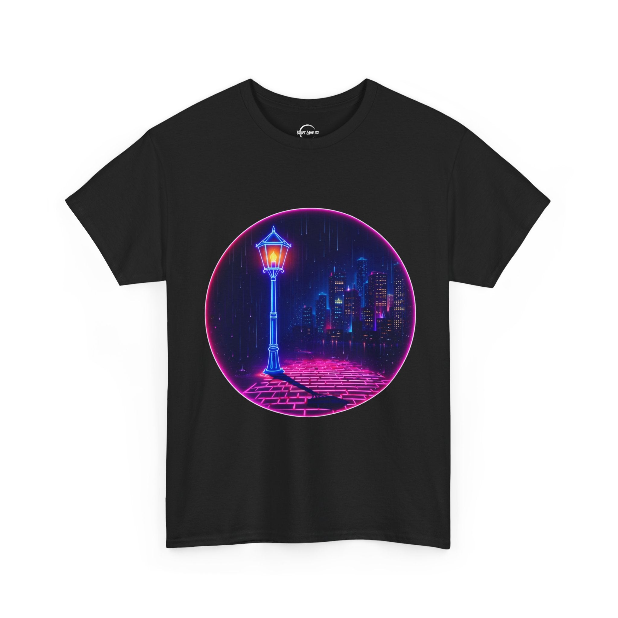 Neon City Night T-Shirt — Retro Vaporwave Streetlamp Design